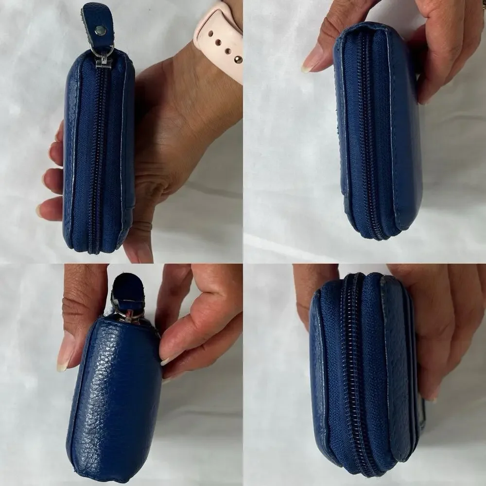 Credit Card Id Wallet Organizer Holder Genuine Leather Zip closure